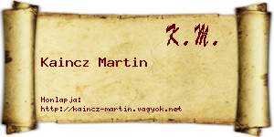 Kaincz Martin névjegykártya